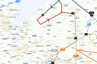 De kortst mogelijke weg betekent vanuit de polder doorvliegen naar het zuiden en niet terug naar Zwolle en vervolgens laag over de Veluwe richting Apeldoorn